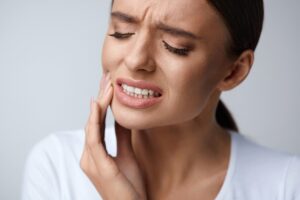 Woman in pain from a toothache